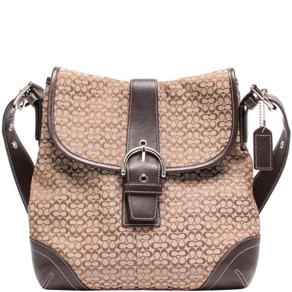 Vintage Coach 6376 Soho Brown Signature Monogram Shoulder Bag Authentic
